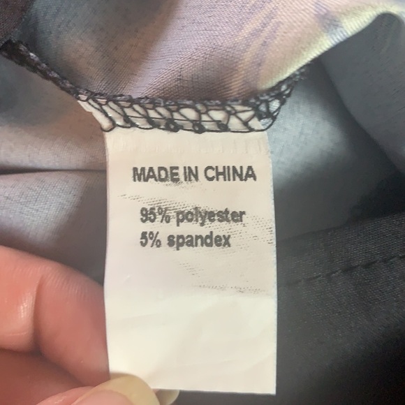 Order Plus Black/Green Leafy Print Roll-Up Sleeve Blouse Size M - Picture 10 of 13